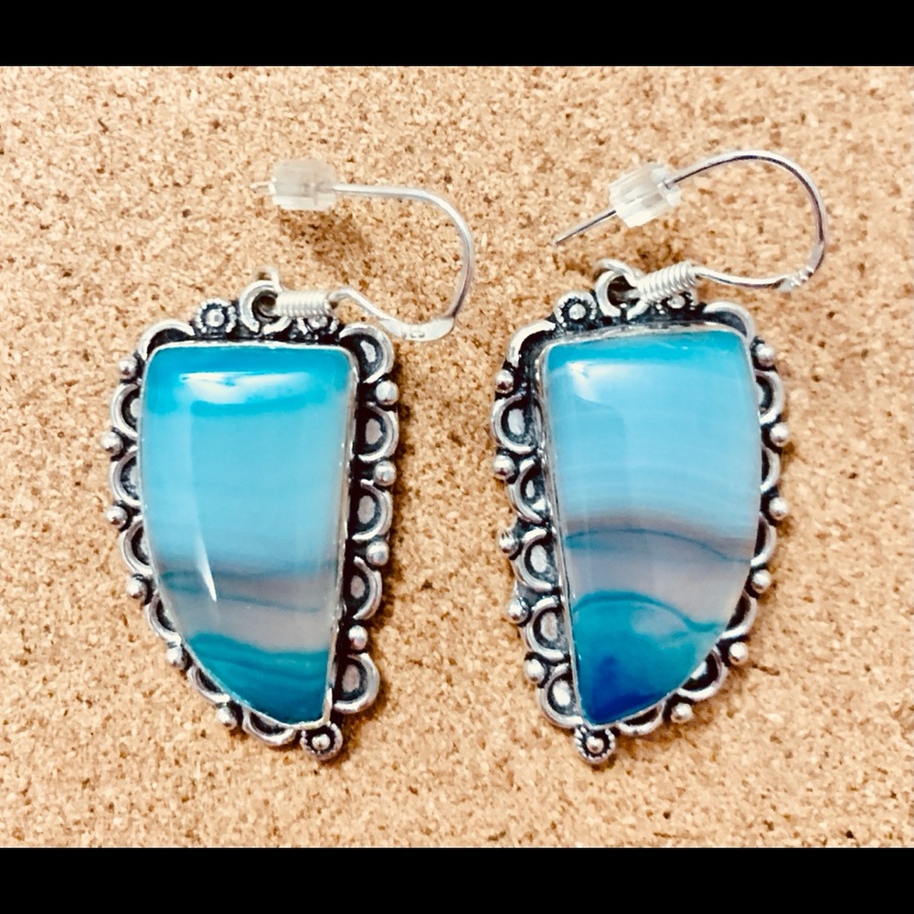 Aqua Agate Earrings